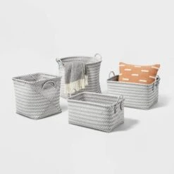Large Woven Rectangular Storage Basket Gray/White - Brightroom™ -Brightroom Sales GUEST f7afc392 cd5f 4f5b b71c de34f8204ec5